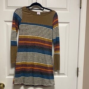 Striped Long Sleeve Dress - Multicolor